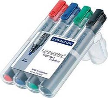 Staedtler 356 WP4 popisovač na flipcharty Lumocolor 356 Set kulatý hrot 2 mm (max) černá, modrá, červená, zelená 4 ks