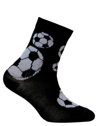 Chlapecké ponožky se vzorem WOLA FOTBALOVÉ MÍČE černé Velikost: 21-23