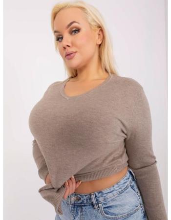 Dámský svetr z pleteniny plus size TEX tmavě béžový 