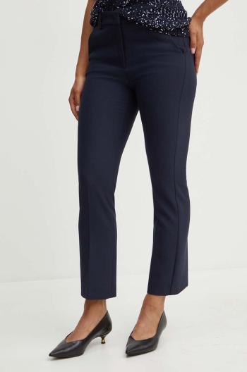 Kalhoty Weekend Max Mara dámské, tmavomodrá barva, přiléhavé, high waist, 2425136031600