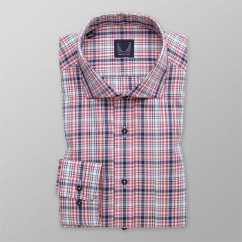 Pánská slim fit košile s červeno-modrým kostkovaným vzorem 14812 176-182 / L (41/42)