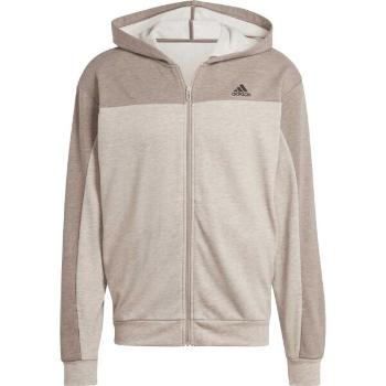 adidas MELANGE FULL-ZIP HOODIE Pánská mikina, béžová, velikost