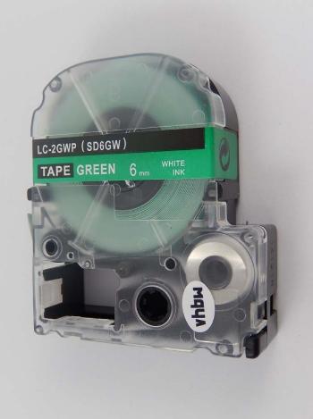 Epson LK-SD6GW, 6mm x 9m, bílý tisk / zelený podklad, kompatibilní páska
