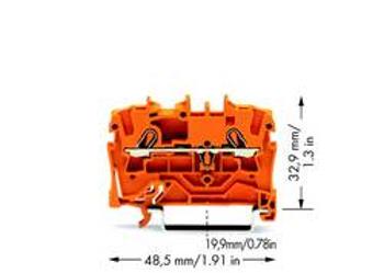 Průchodková svorka WAGO 2002-1202, pružinová svorka, 5.20 mm, oranžová, 100 ks