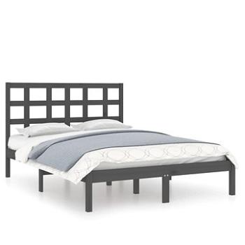 Rám postele šedý masivní dřevo 140 × 200 cm, 3105472 (3105472)