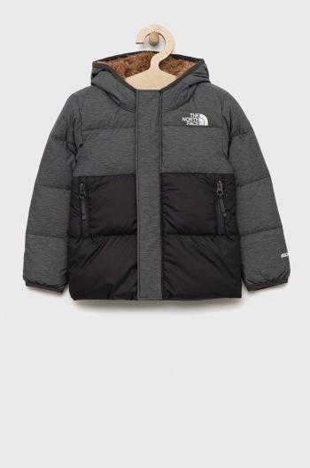 Dětská péřová bunda The North Face KID NORTH DOWN HOODED JACKET šedá barva