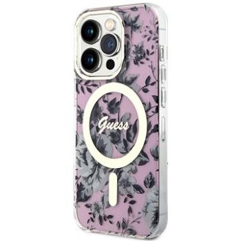 Guess PC/TPU Flowers IML MagSafe Kompatibilní Zadní Kryt pro iPhone 14 Pro Pink (GUHMP14LHCFWSP)