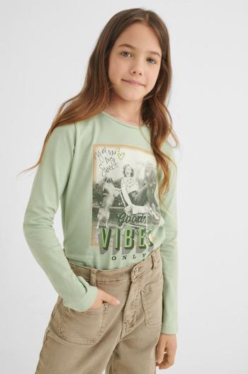 Dětská bavlněná košile s dlouhým rukávem Mayoral zelená barva