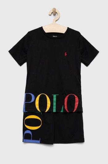 Dětské pyžamo Polo Ralph Lauren černá barva, s potiskem