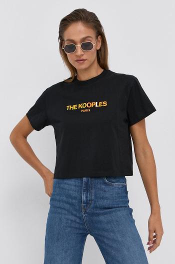 Bavlněné tričko The Kooples černá barva