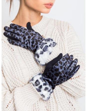 Dámské rukavice s motivem bavlněné semišové TEAGAN námořnicky modré 