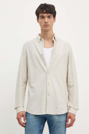 Bavlněná košile Calvin Klein béžová barva, regular, s límečkem button-down, K10K113311