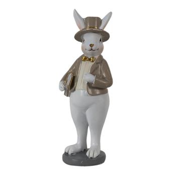 Dekorace králík v saku s knihou - 5*5*15 cm 6PR3570
