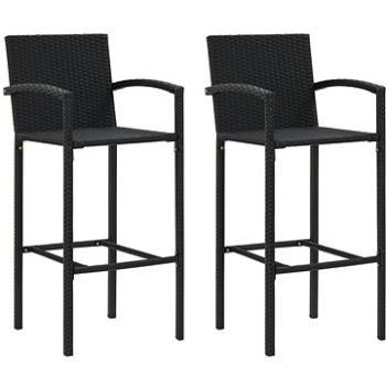 Barové stoličky 2 ks černé polyratan, 313452 (313452)