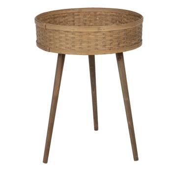 Dřevěný odkládací stolek s výpletem - 46*62 cm 64724