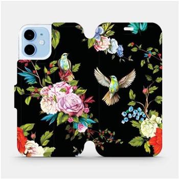 Flipové pouzdro na mobil Apple iPhone 12 mini - VD09S Ptáčci a květy (5903516373024)