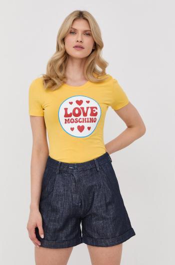 Tričko Love Moschino žlutá barva