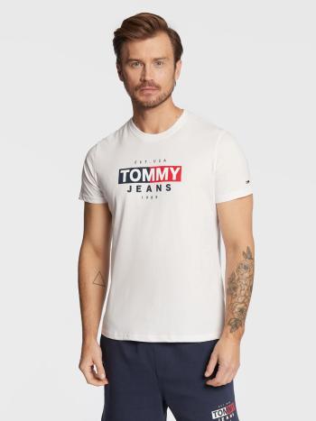 Tommy Jeans pánské bílé tričko ENTRY FLAG - M (YBR)