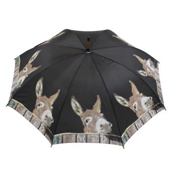 Černý deštník s potiskem osla v ohradě - Ø 105*88cm BBPHSEZ