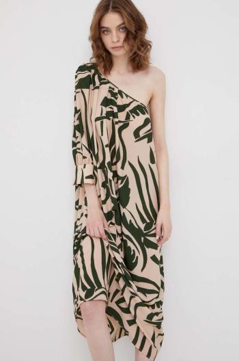 Šaty Sisley béžová barva, midi, oversize