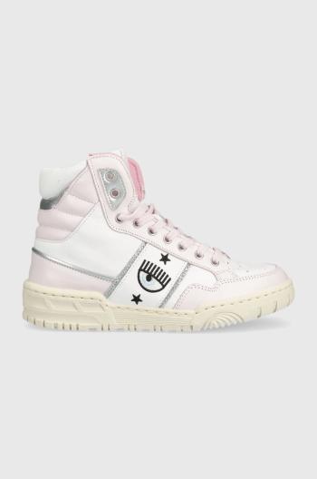 Kožené sneakers boty Chiara Ferragni Cf1 High růžová barva