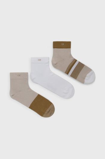 Ponožky Calvin Klein (3-pack) pánské, béžová barva