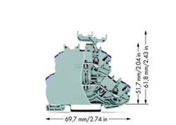 Dvojitá průchodková svorka WAGO 2000-2238/099-000, osazení: L, pružinová svorka, 4.20 mm, šedá, 50 ks