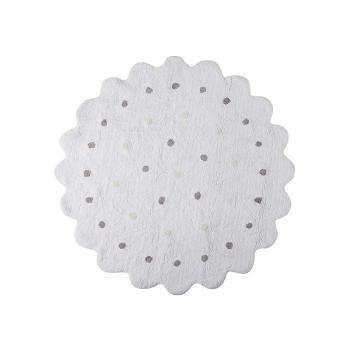 Lorena Canals koberce Pro zvířata: Pratelný koberec Little Biscuit White - 140x140 kytka cm Bílá