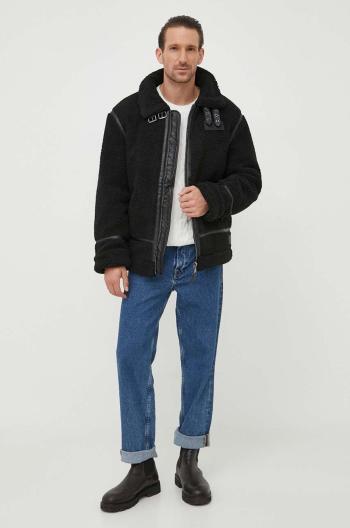 Bunda Alpha Industries B3 Teddy pánská, černá barva, přechodná, oversize