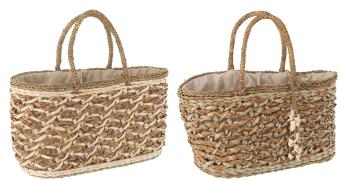 2ks plážová pletená rákosová taška Beach Bag natural - 50*23*50cm 12320