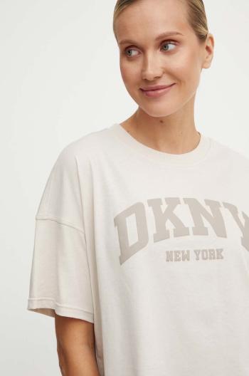 Bavlněné tričko Dkny béžová barva, DP4T9945