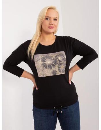 Dámská halenka plus size s 3/4 rukávy černá