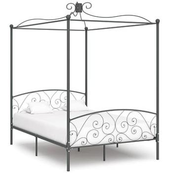 Rám postele s nebesy šedý kovový 140x200 cm (284483)