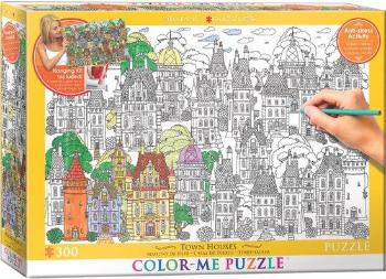 EUROGRAPHICS Color me puzzle Domy ve městě 300 dílků + sada na zavěšení