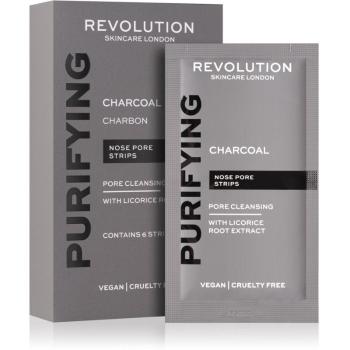 Revolution Skincare Purifying Charcoal čisticí náplast na zanešené póry na nose s aktivním uhlím 6 ks