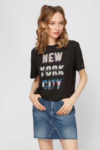 Tommy Hilfiger Tommy Jeans dámské černé tričko TJW BXY CROP NEW YORK CITY