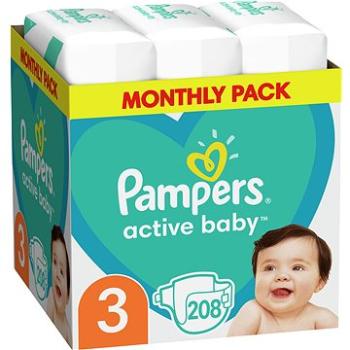 PAMPERS Active Baby vel. 3 Midi (208 ks) – měsíční balení (8001090910745)