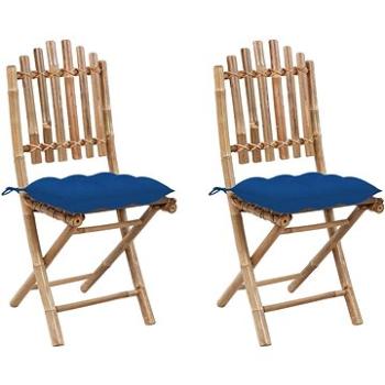 Skládací zahradní židle s poduškami 2 ks bambus, 3064012 (3064012)