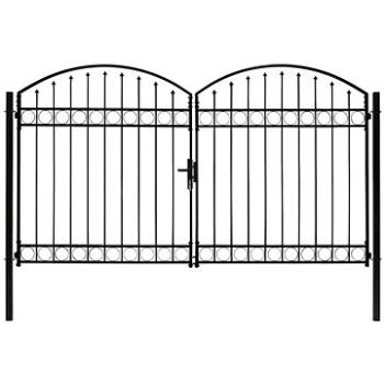 Dvoukřídlá plotová brána s obloukem ocelová 300×200 cm černá (146341)