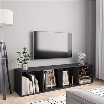 Knihovna/TV skříňka šedá s vysokým leskem 143×30×36 cm (800269)