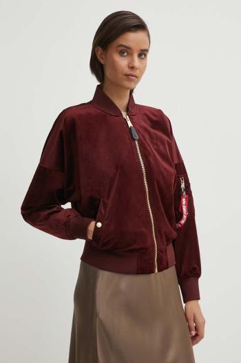 Bomber bunda Alpha Industries MA-1 OS Velvet LW Wmn 106002 184 vínová barva, přechodná