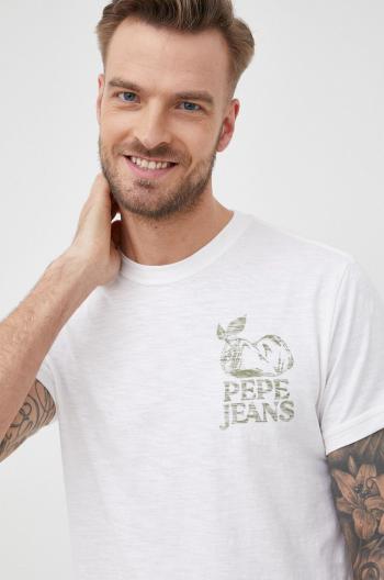 Bavlněné tričko Pepe Jeans Aldarian bílá barva, s potiskem