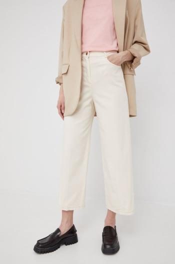 Kalhoty Pennyblack dámské, béžová barva, široké, high waist