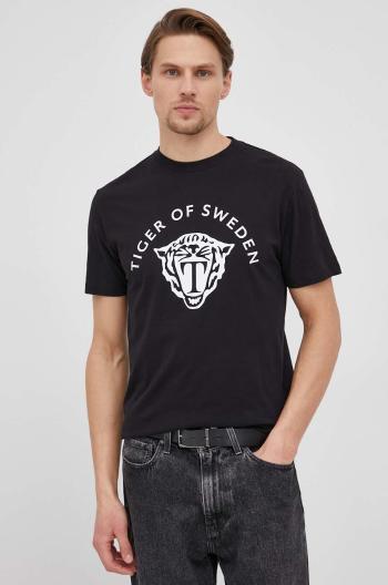 Bavlněné tričko Tiger Of Sweden černá barva, s potiskem