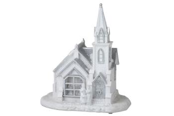 Bílý svítící vánoční domek -  24*16*27cm 96034