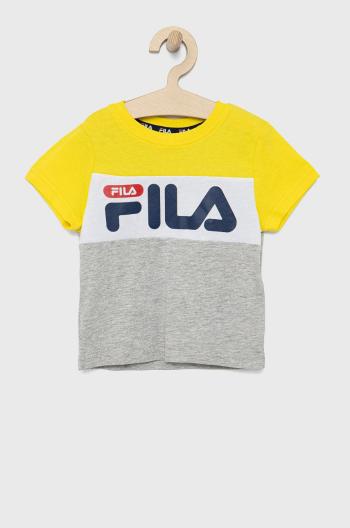Dětské bavlněné tričko Fila šedá barva, vzorovaný