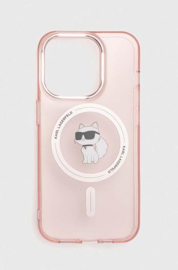 Obal na telefon Karl Lagerfeld iPhone 15 Pro 6.1 růžová barva