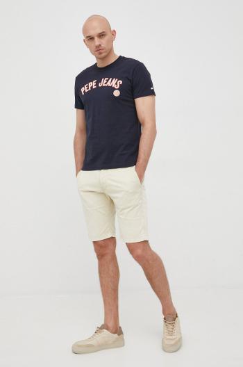 Bavlněné tričko Pepe Jeans Alessio tmavomodrá barva, s potiskem