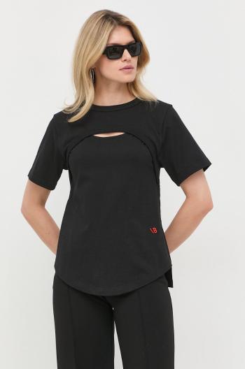 Bavlněné tričko Victoria Beckham černá barva