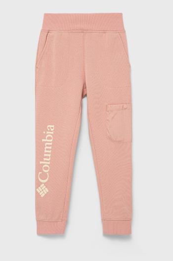Dětské kalhoty Columbia růžová barva, s potiskem